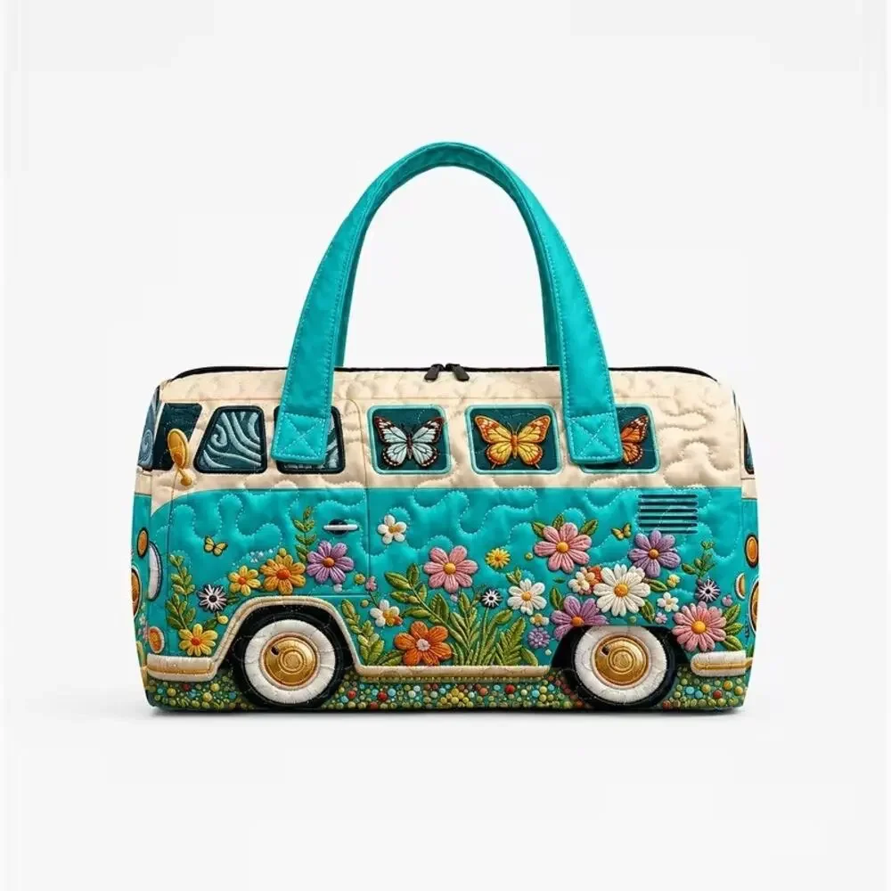 Retro Bohemian Handbag Duffle Bag & Beach Tote Boho Blue Gym Beach New